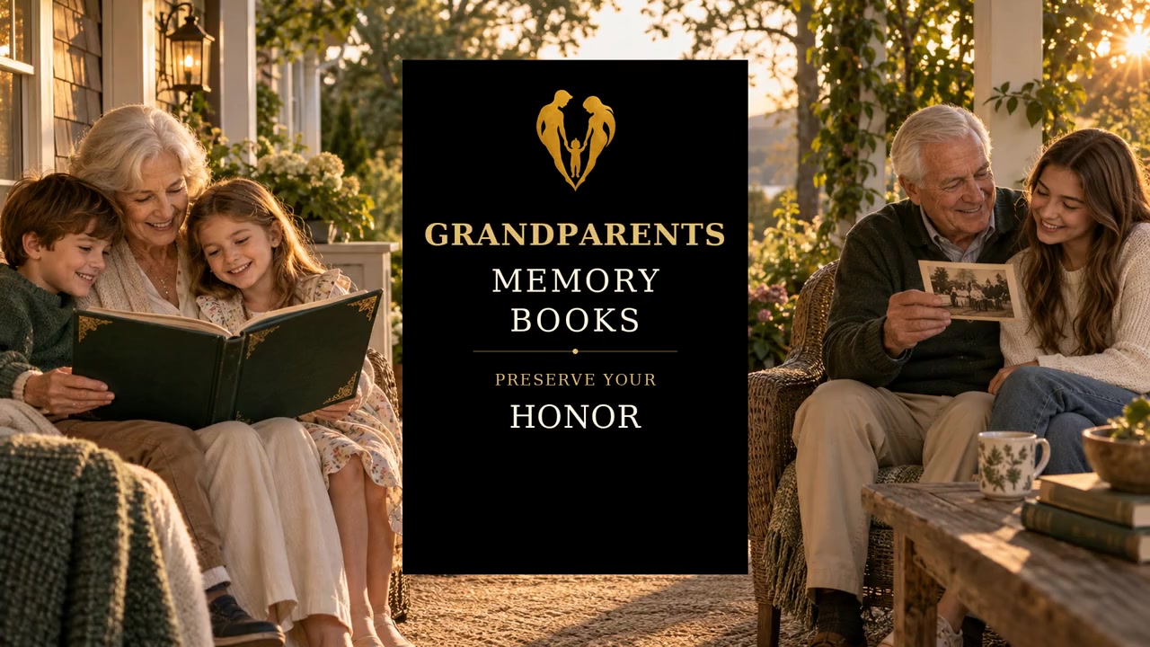 Grandparents sharing a memory book